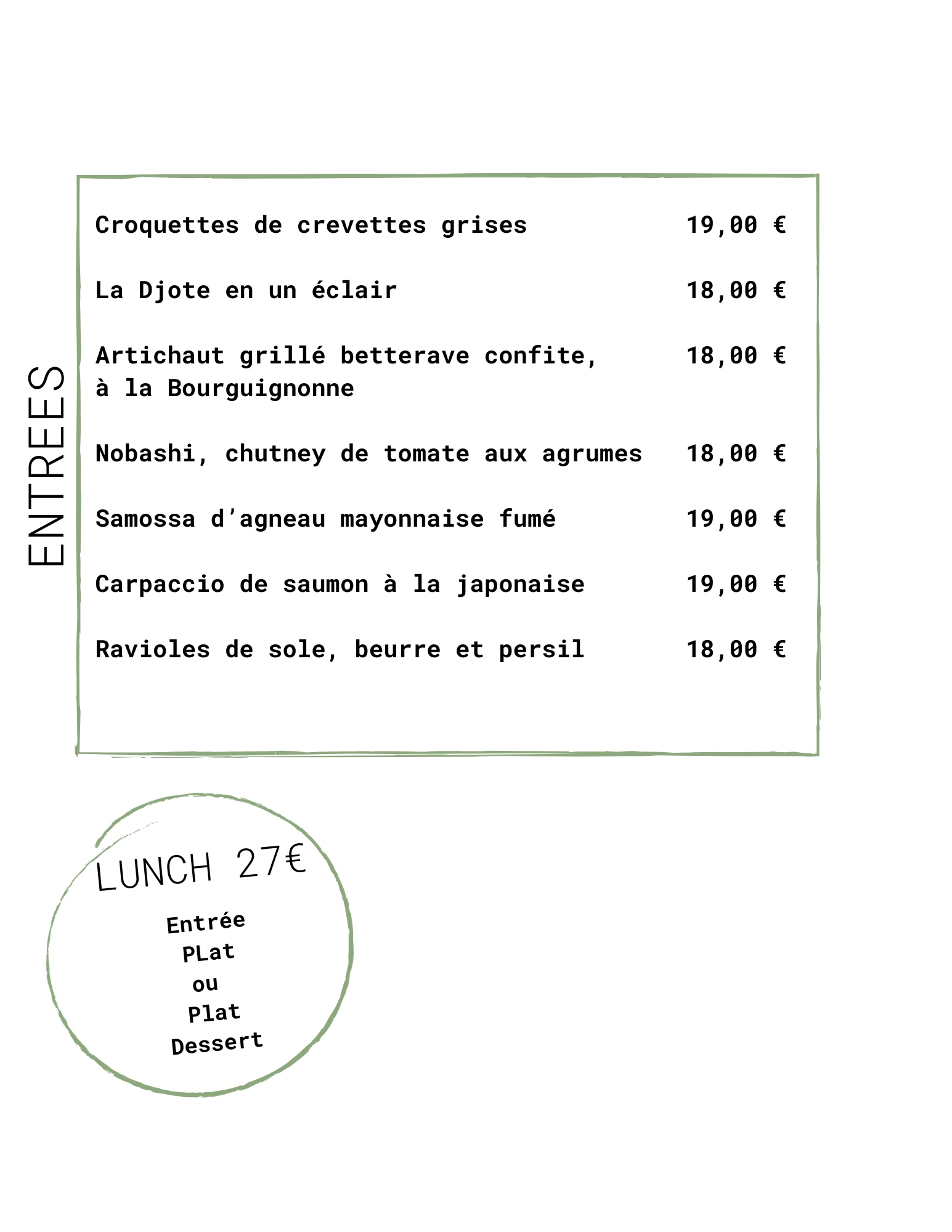 Notre carte – Auberge de Thines